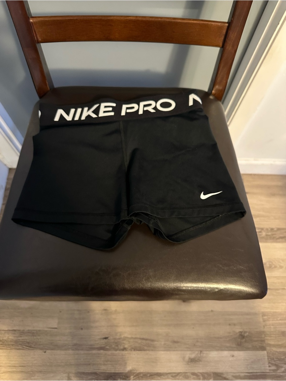 Nike Black Women's Bike Shorts with White Logo waistband